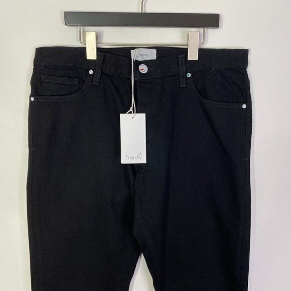 NEW Triarchy Slim Straight Black Button Fly Jeans - Picture 3 of 8